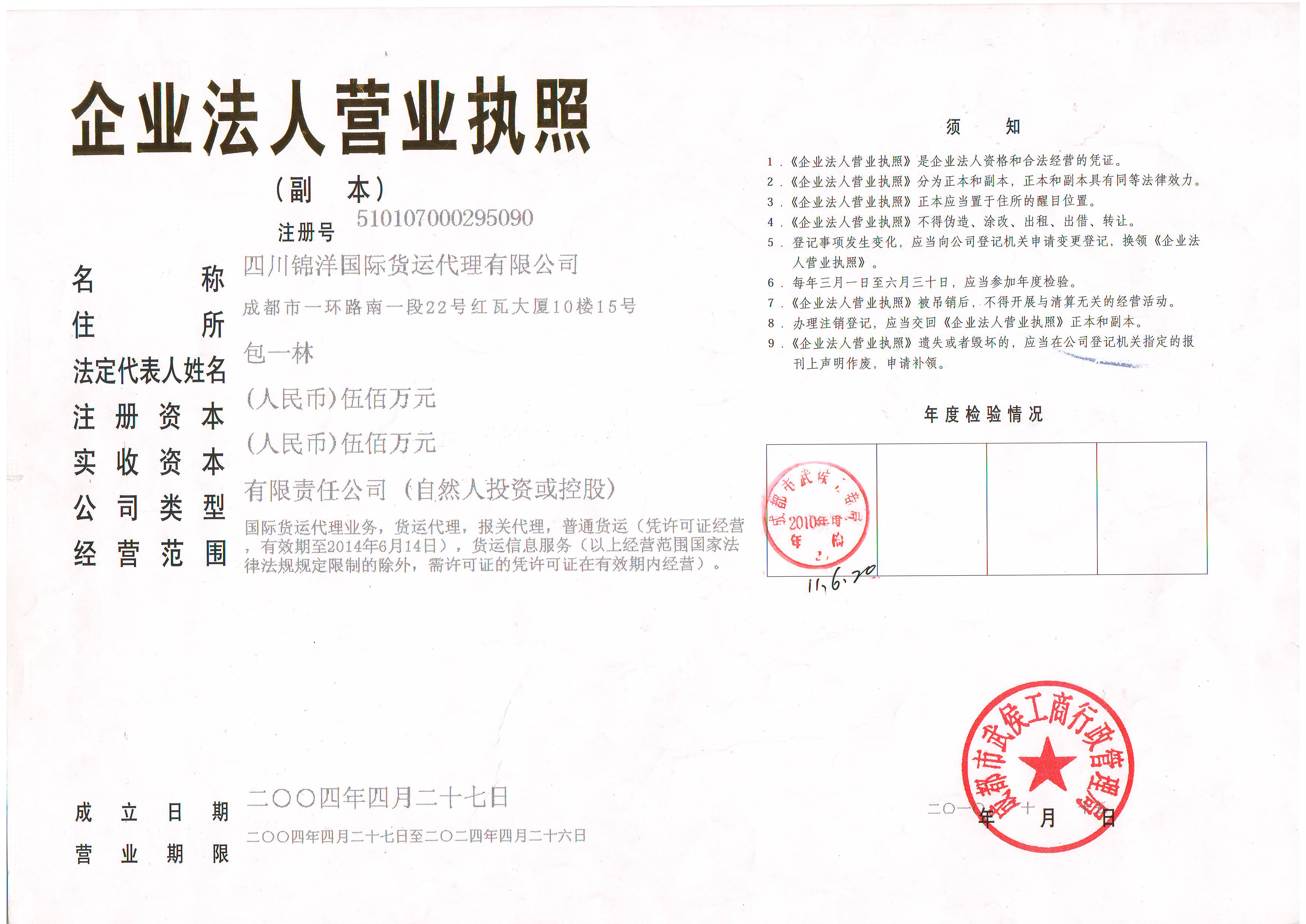 Industrial and Commercial Administration Registered Certificate